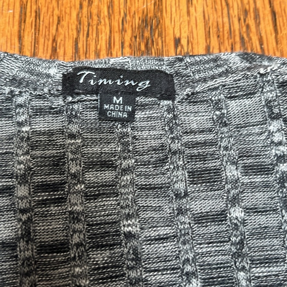 Timing Long Open-Front Gray‎ Marled Cardigan - Picture 6 of 7
